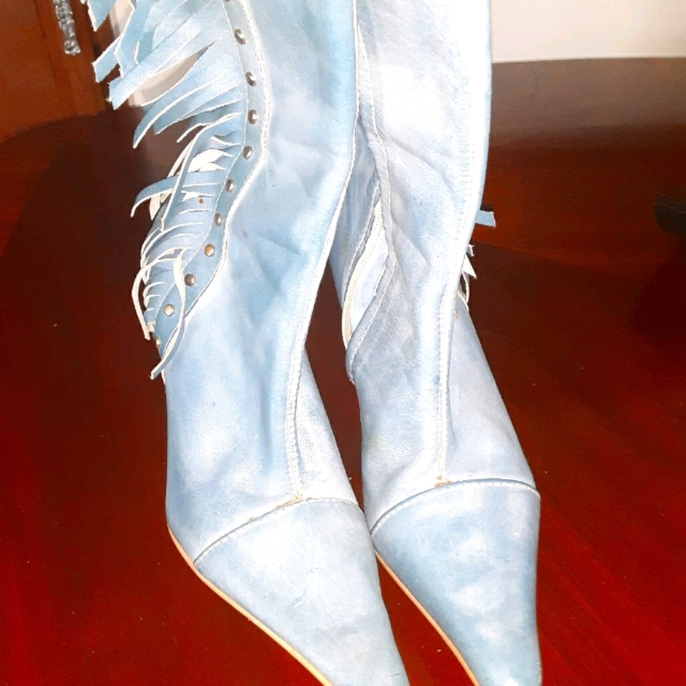 Blue Fringed Boots